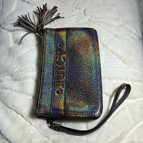 JUICY COUTURE Iridescent Brown Double Pocket Women’s Wristlet Clutch Purse NWOT - Picture 5 of 5